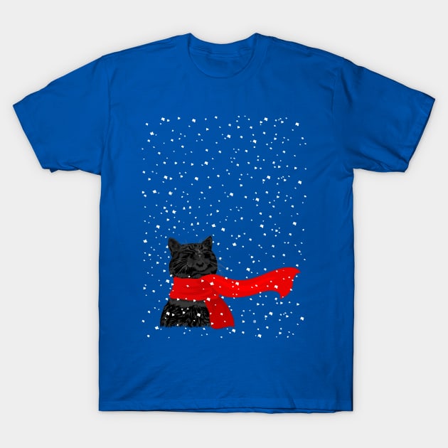 Snow Cat  (Black) T-Shirt by CarolinaMatthes